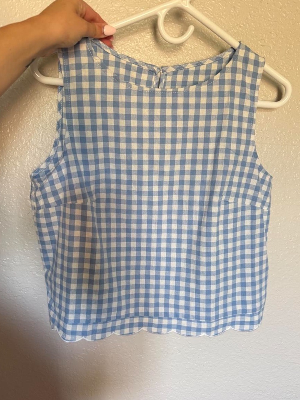 Amazon Light Blue and White Gingham Tank Top